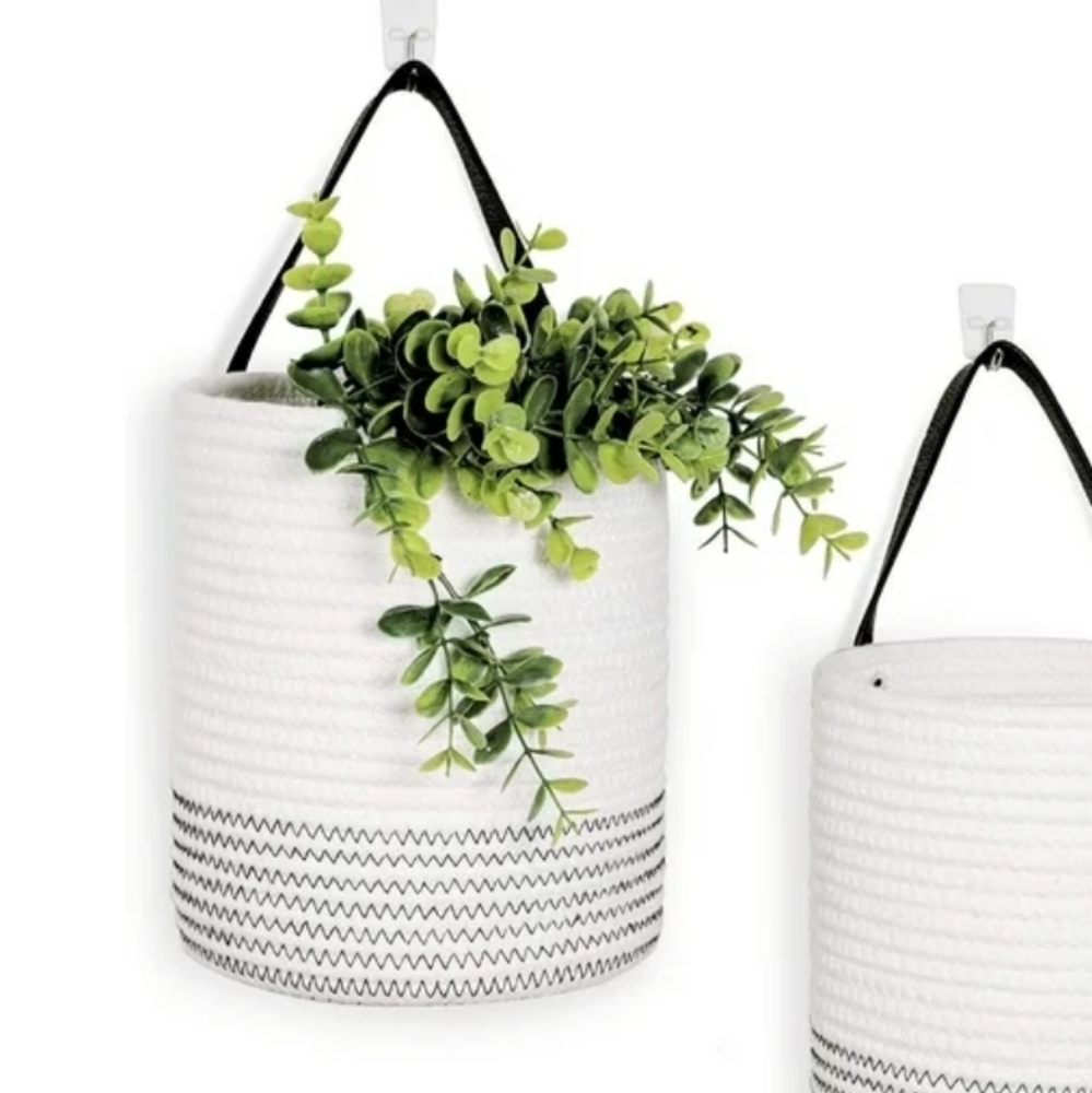 🆕️ Woven Cotton Basket With Hanging Handle / Qty: 1